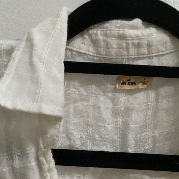 Hollister White Cotton Textured Wrap Shirt - Picture 3 of 7